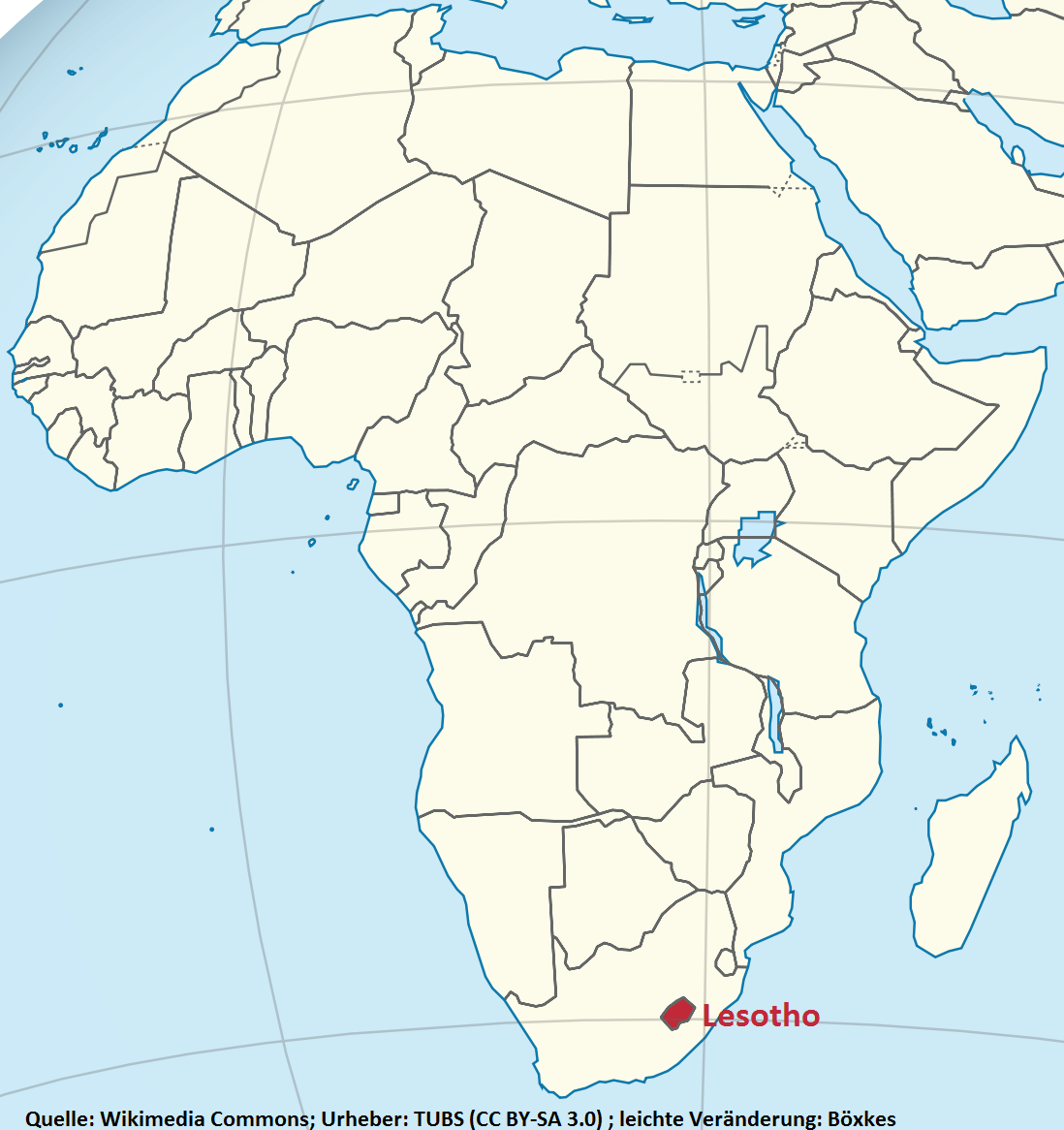 Lage Lesothos im südlichen Afrika
